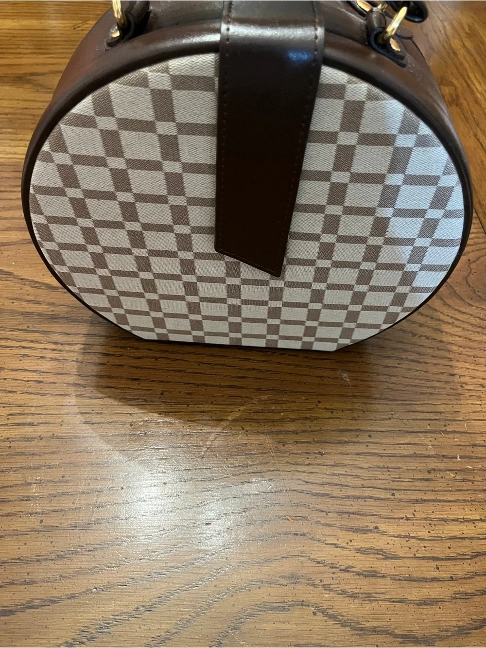 Bey-Berk Brown Leather Checkered Jewelry Box & Valet Tray Set